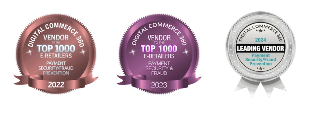 Signifyd's three consecutive DC360 Leading Vendor to the Top Retailers award ribbons